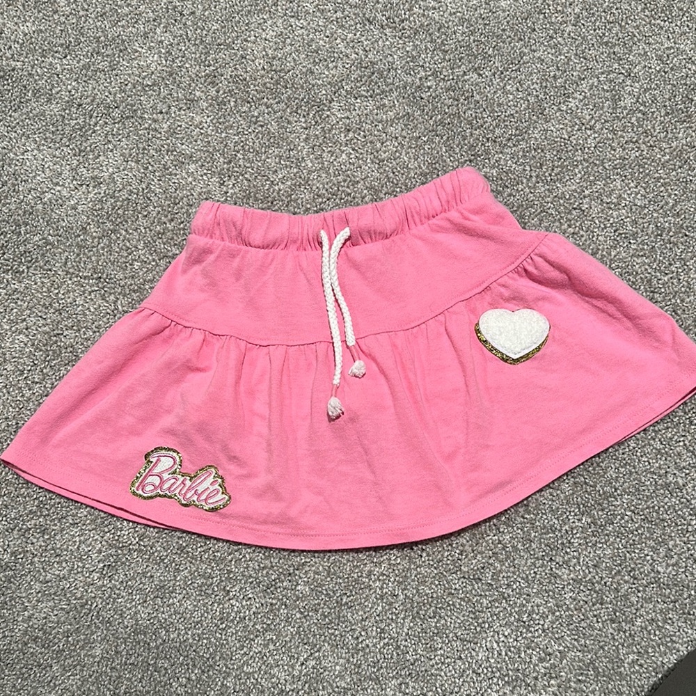 Cat & Jack Pink Barbie Skort with Barbie and heart patches‎ sewed on 4T